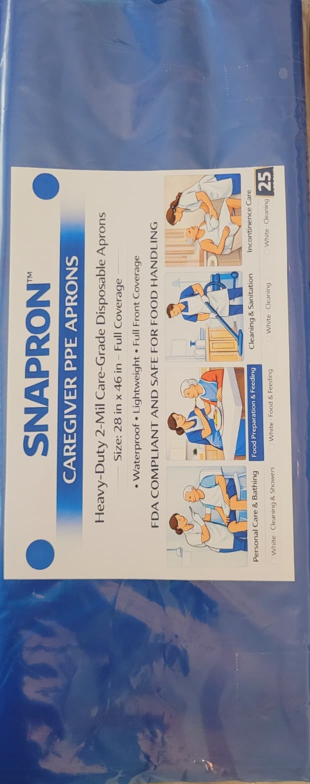 Snapron Caregiver PPE Aprons – Blue (25 Pack): Food Prep, Food Service Aides and feeding