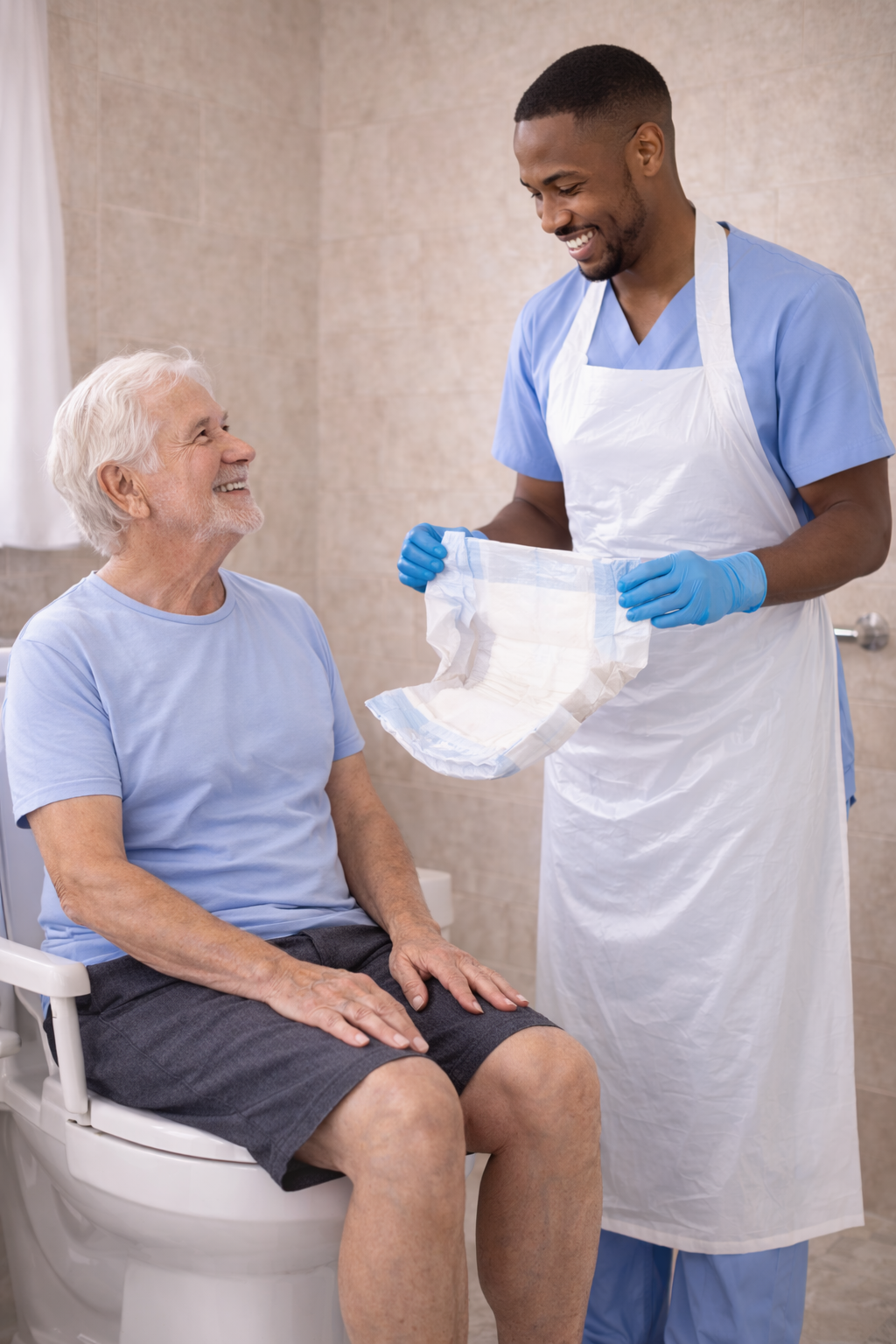 Snapron Caregiver PPE Aprons – White (50 pack): Cleaning, bathing and incontinence care